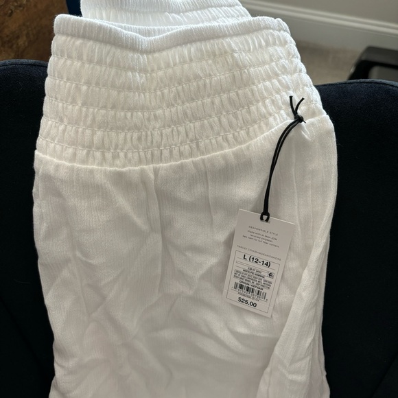 Shade & Shore | Smocked Waist Side Slit Swim Cover Up Pants | White Large NWT - Picture 5 of 6